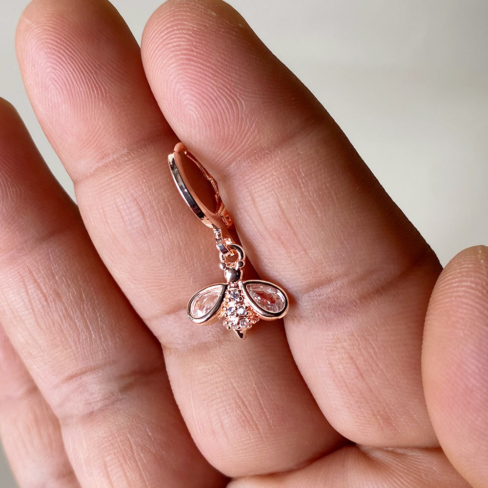Mini Bumble Charm Earrings - Rosegold