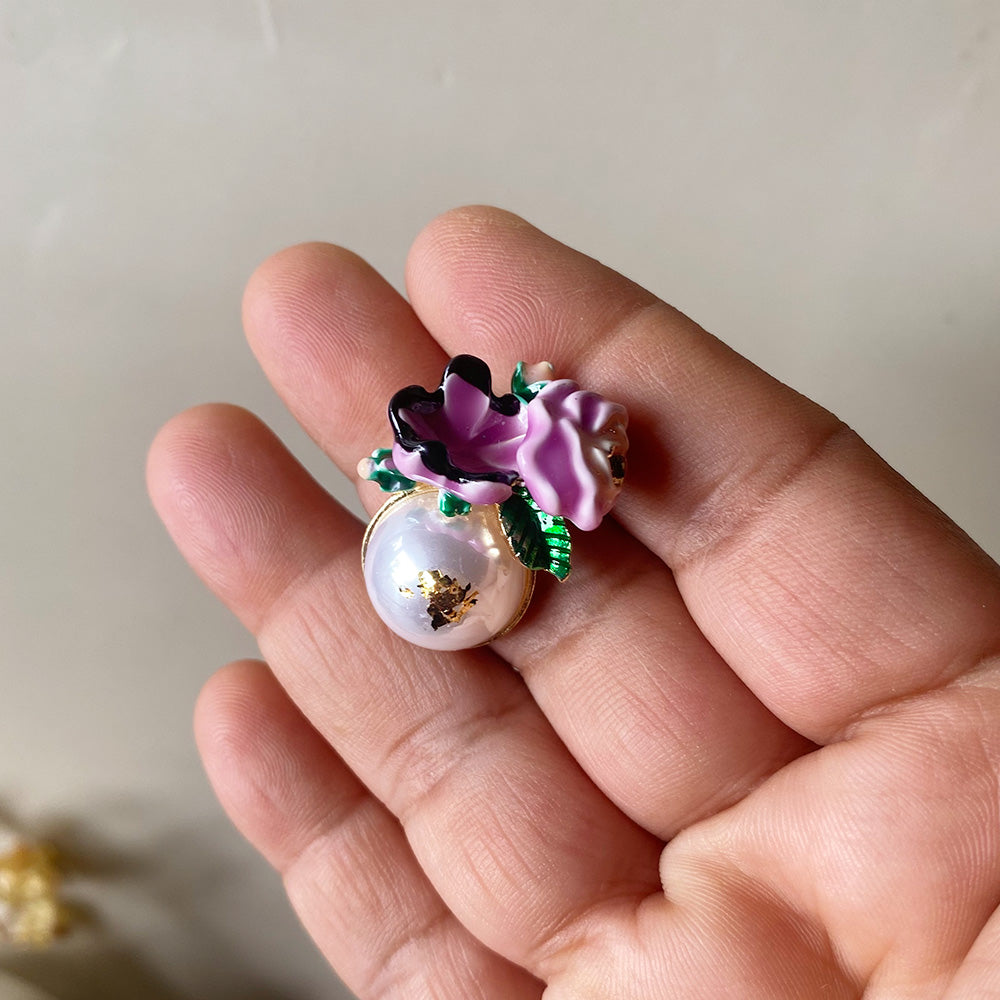 Floral Pearl Stud Earrings