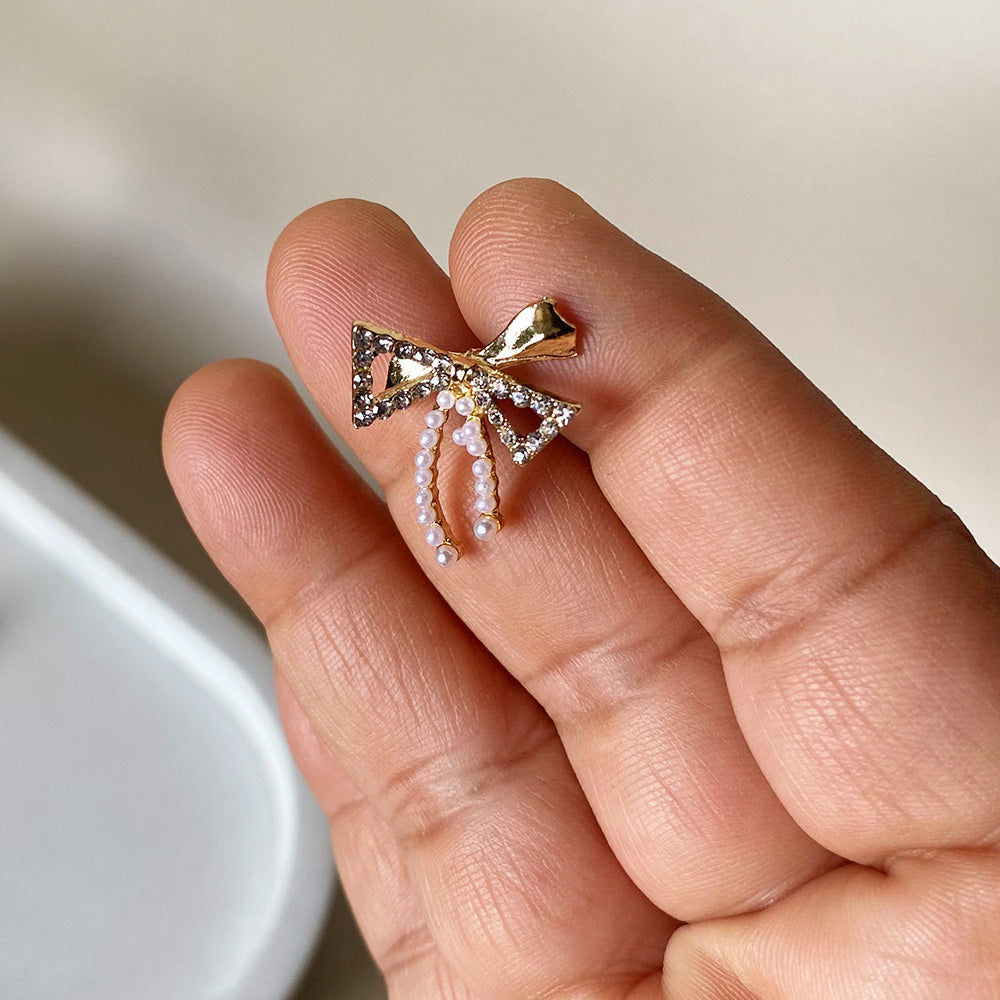 Pearl Cascade Bow Earrings