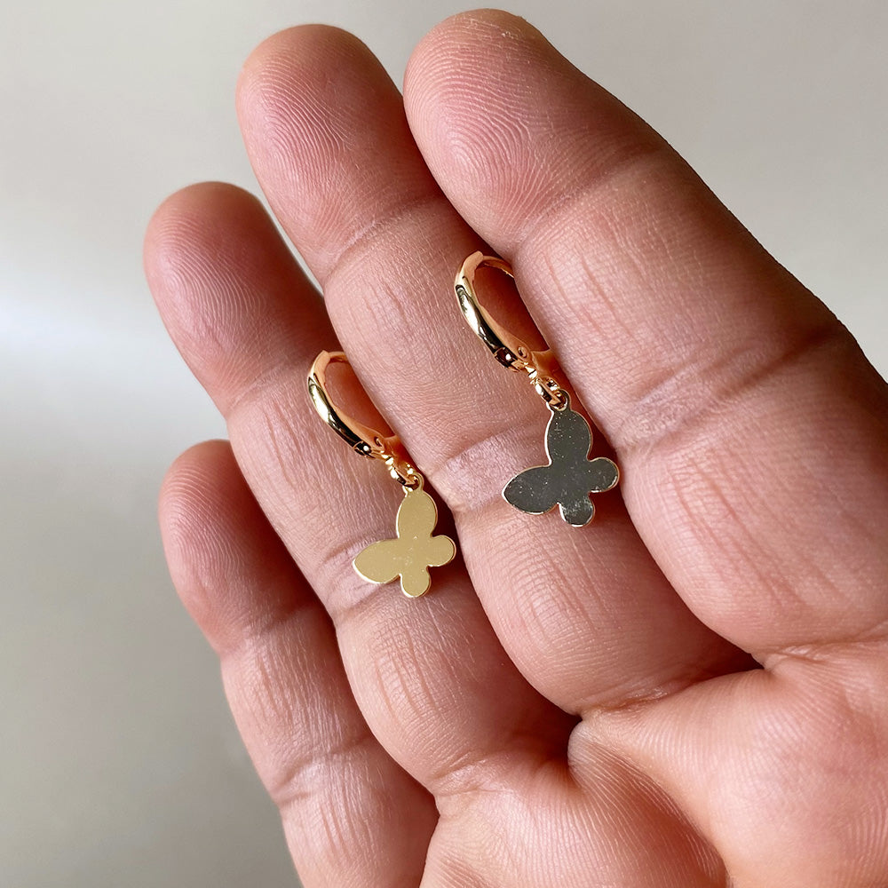 Mini Flat Flutter Charm Earrings