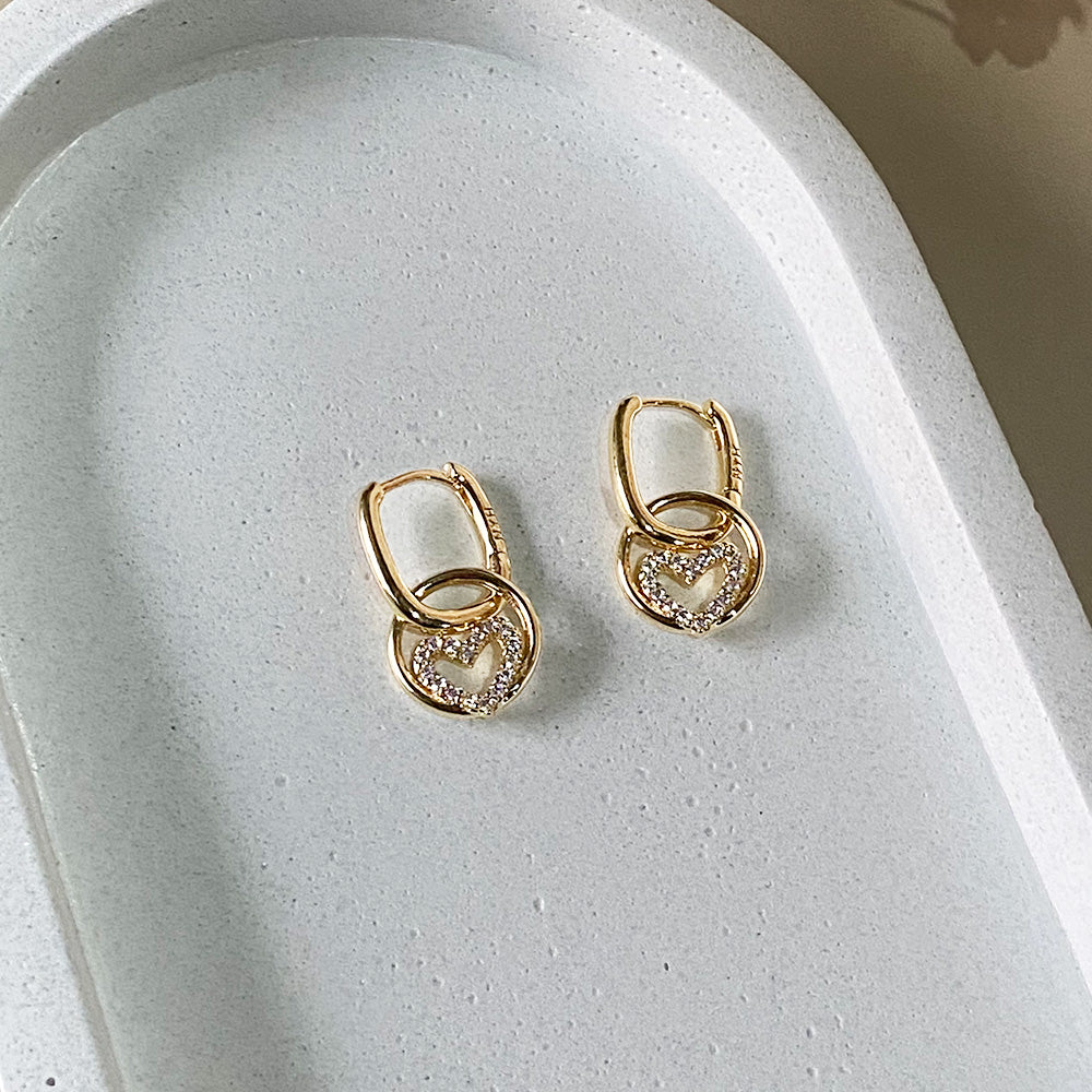 Sparkle Heart Hoops Earrings