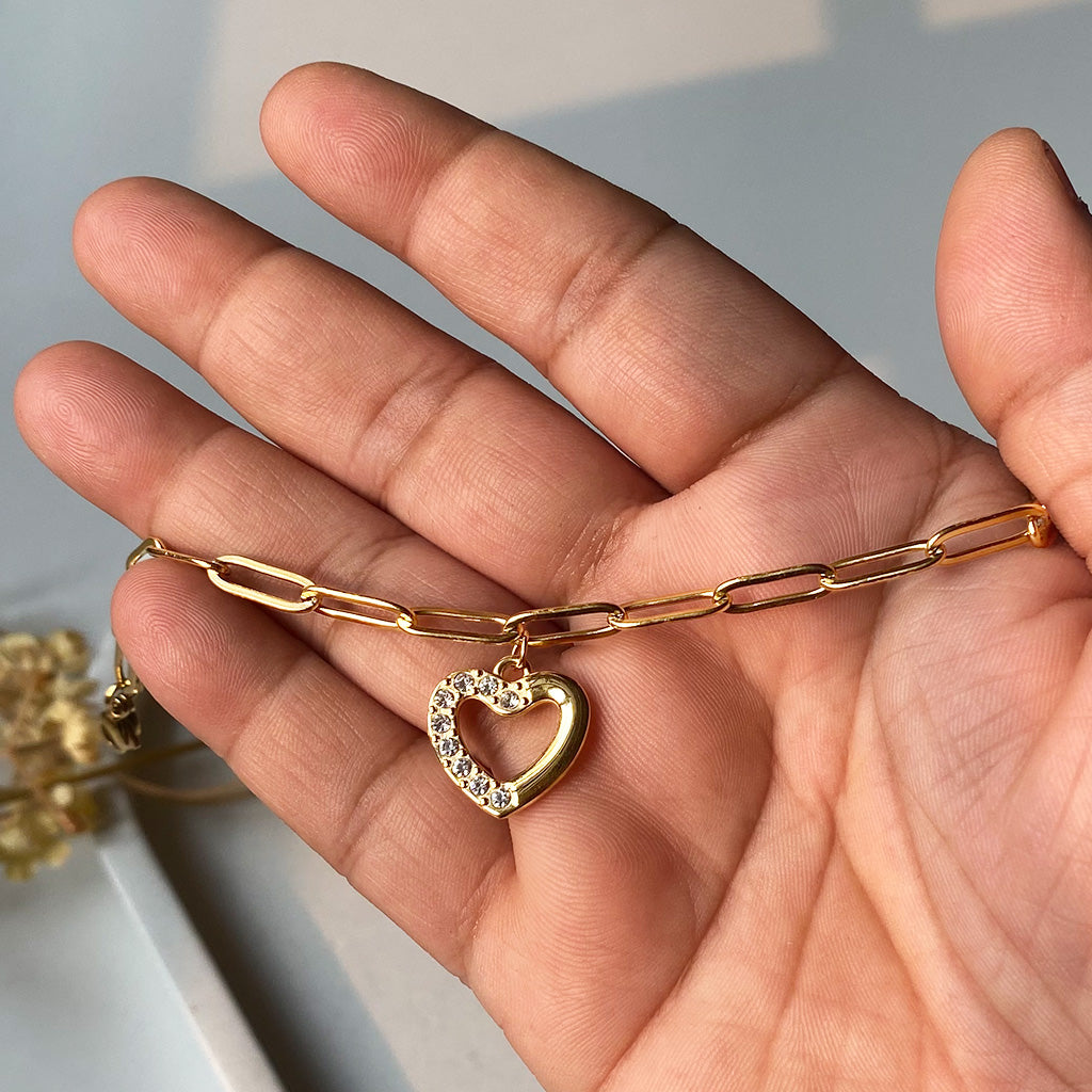 Crystal Heart Link Bracelet