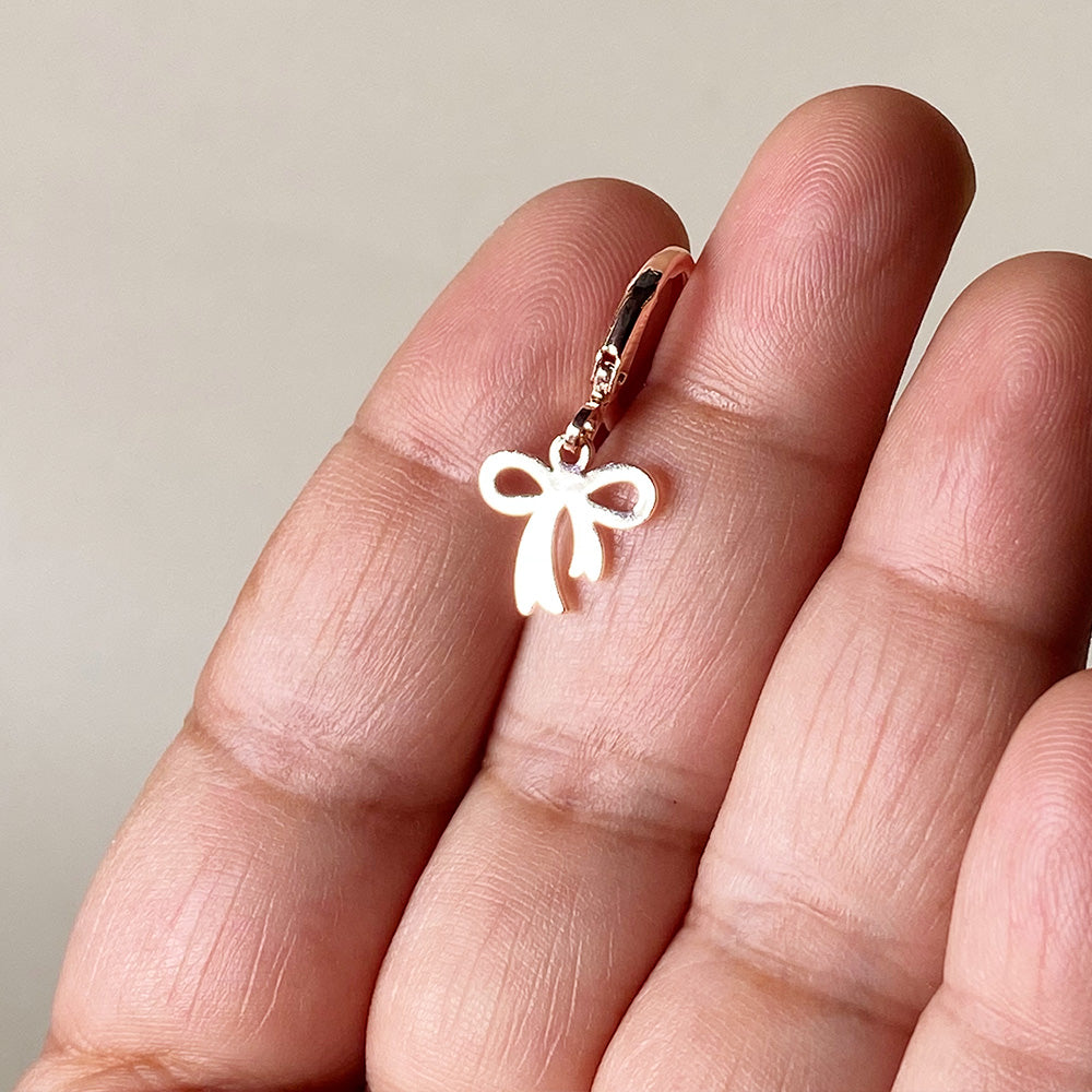 Mini Ribbon Drop Earrings - Rose Gold