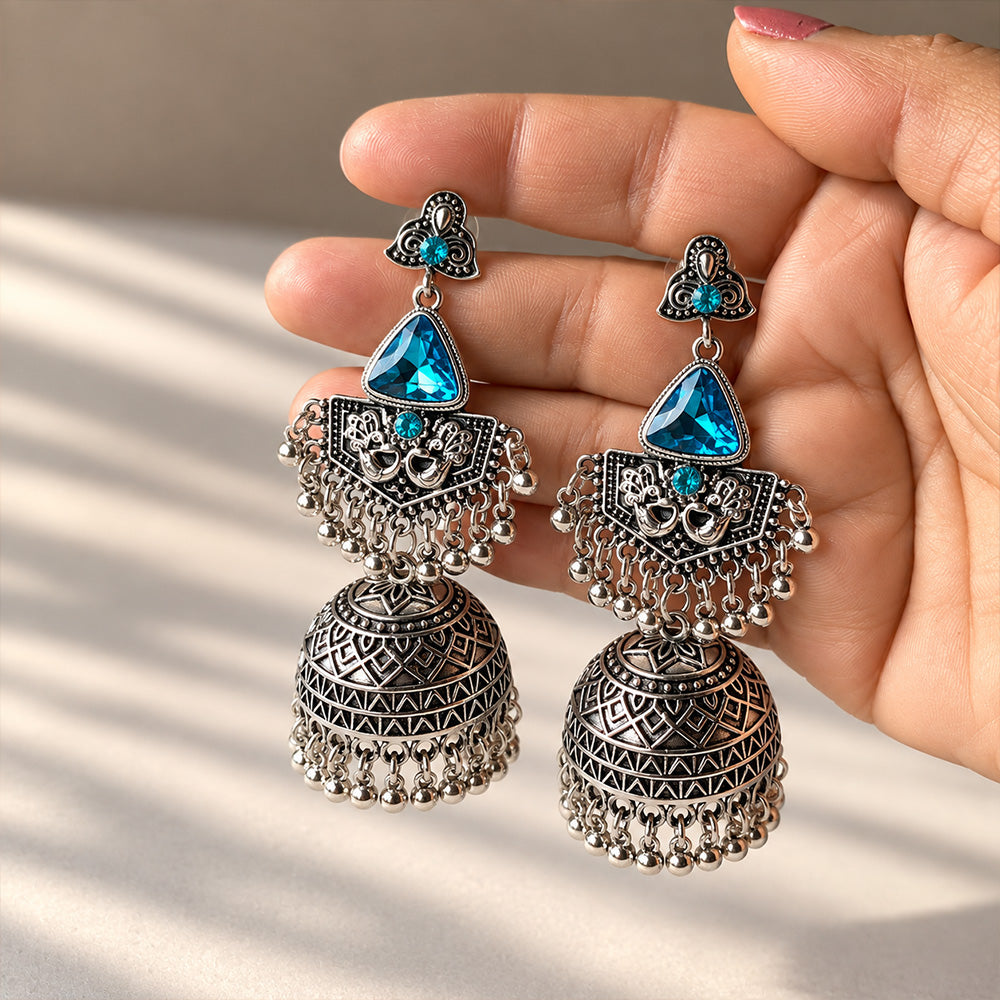 Meher Oxidised Jhumka Earrings