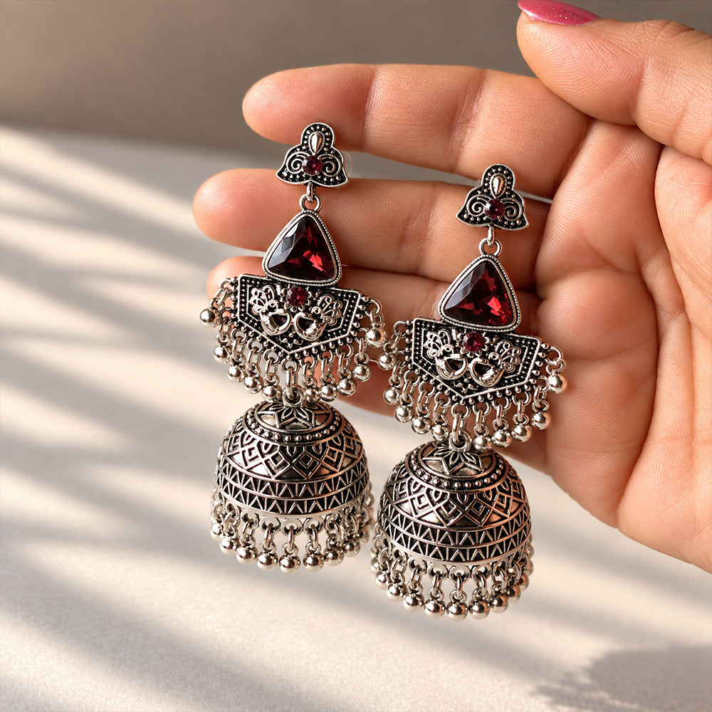 Meher Oxidised Jhumka Earrings