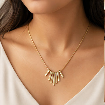 Golden Fan Drop Necklace