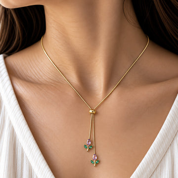 Twin Tulip Drop Necklace