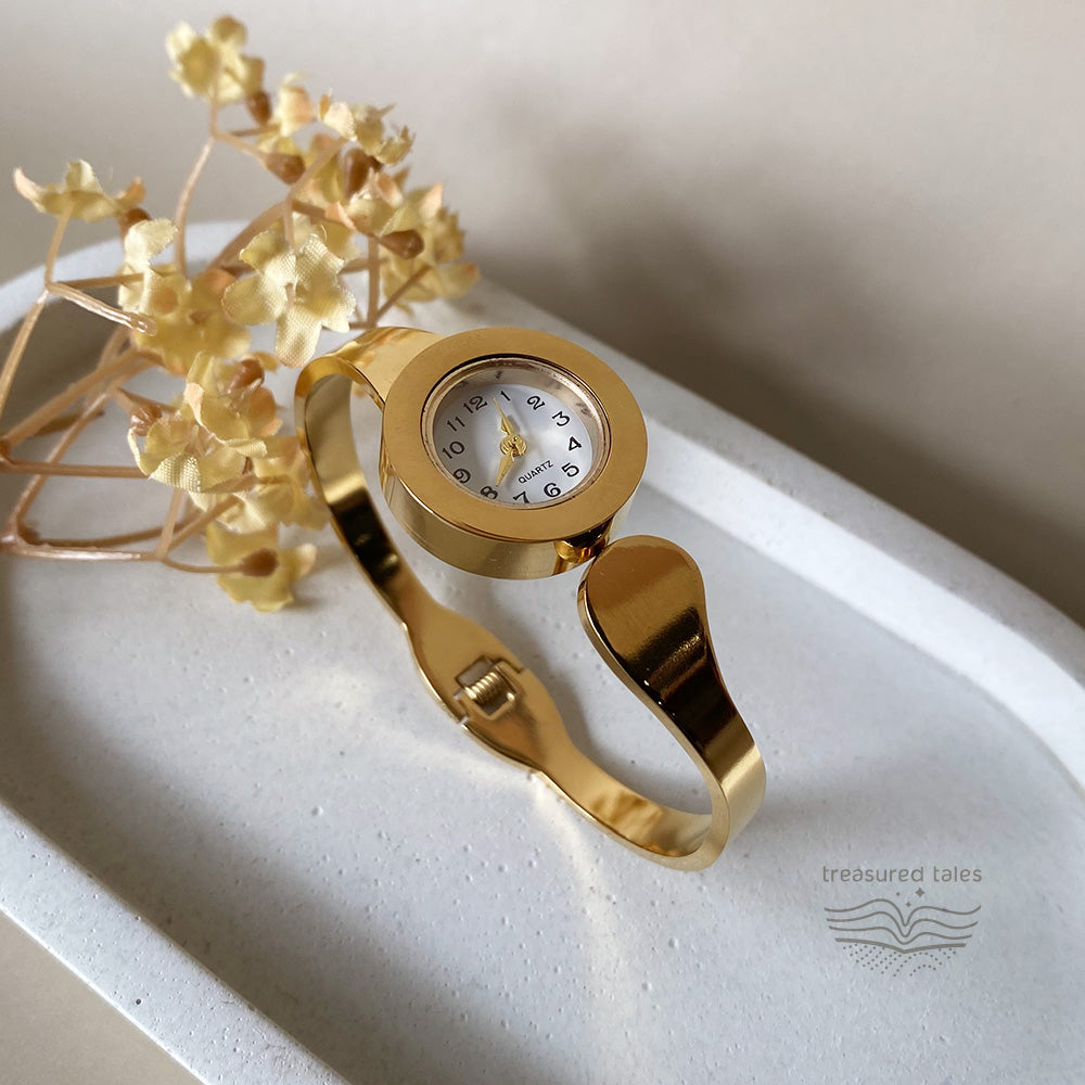 Noor Gold Cuff Wrist Watch – Jewellery Style Bracelet Watch
