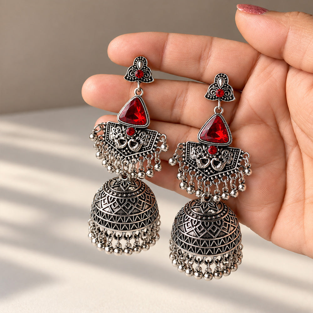 Meher Oxidised Jhumka Earrings