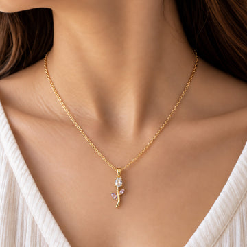 Crystal Tulip Stem Necklace