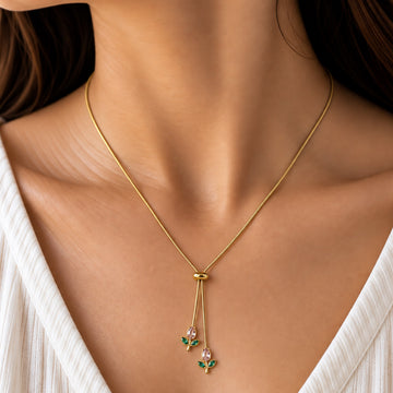 Twin Tulip Drop Necklace