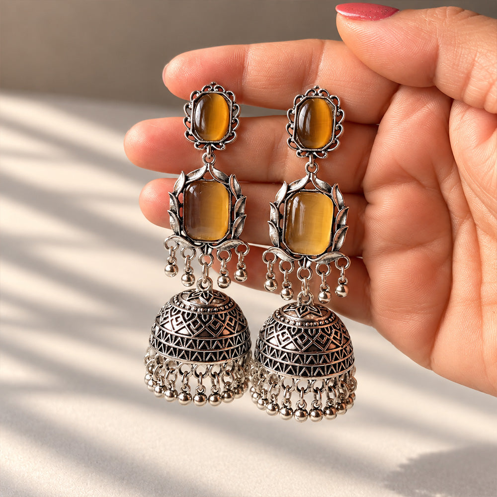 Ruhani Stone Jhumka Earrings