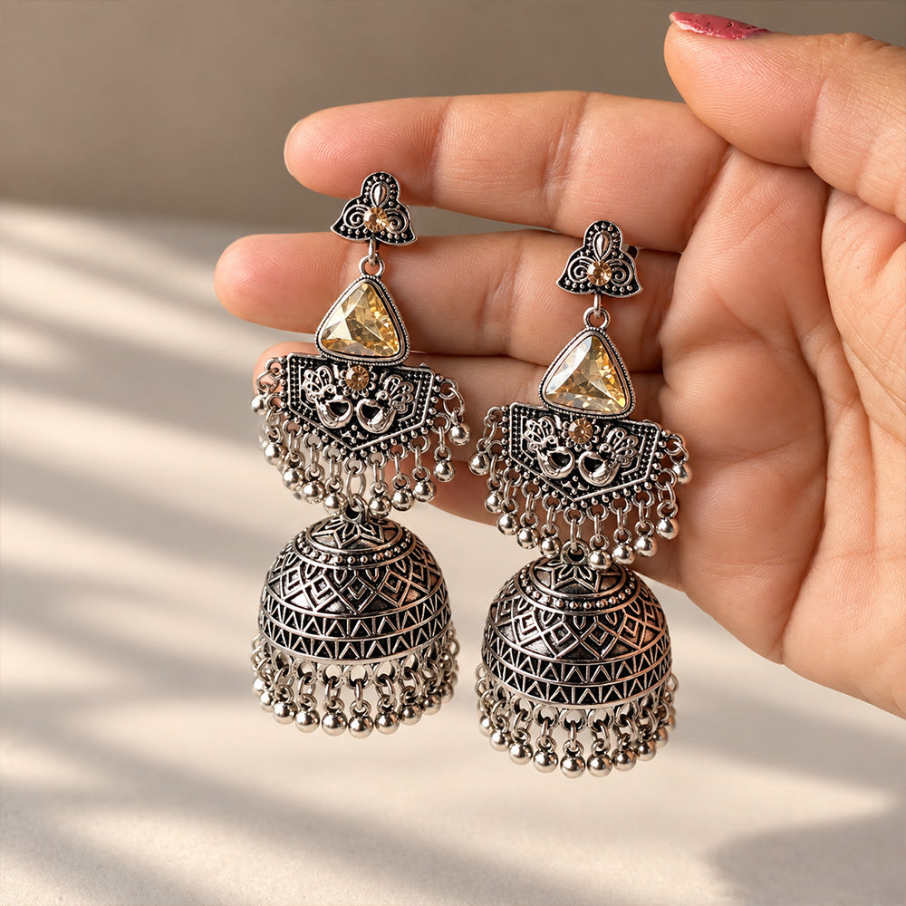 Meher Oxidised Jhumka Earrings