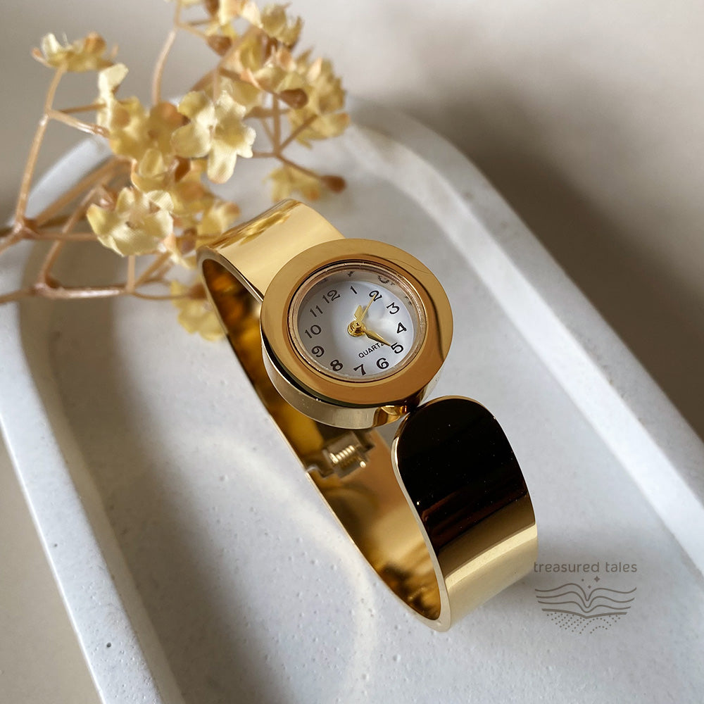 Vintage Gold Cuff Watch for Women – Jewellery Style Bracelet Watch
