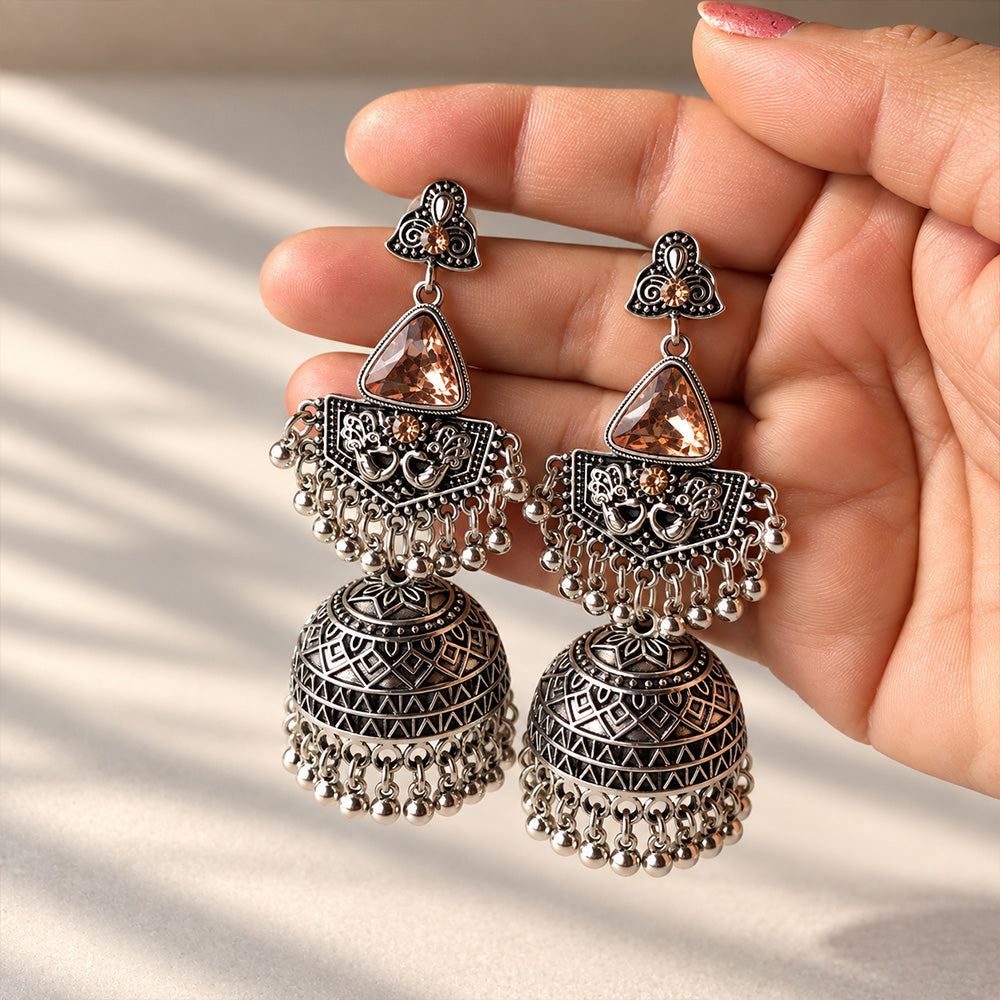 Meher Oxidised Jhumka Earrings