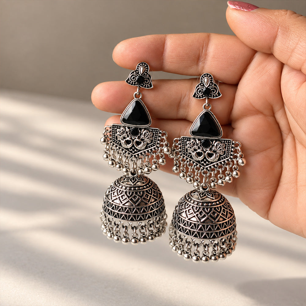 Meher Oxidised Jhumka Earrings
