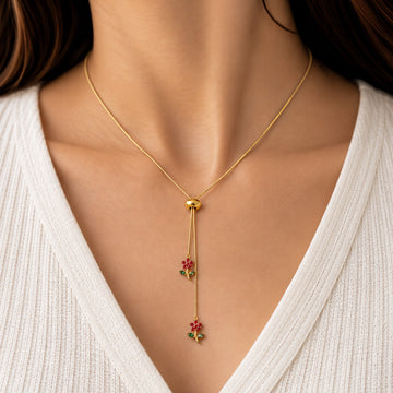 Twin Flower Drop Necklace