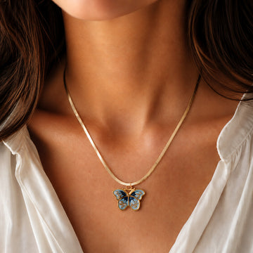 Blue Flutter Butterfly Necklace