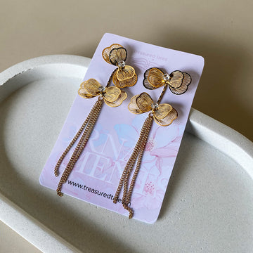 Golden Orchid Tassel Earrings