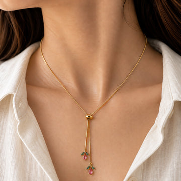 Twin Tulip Drop Necklace