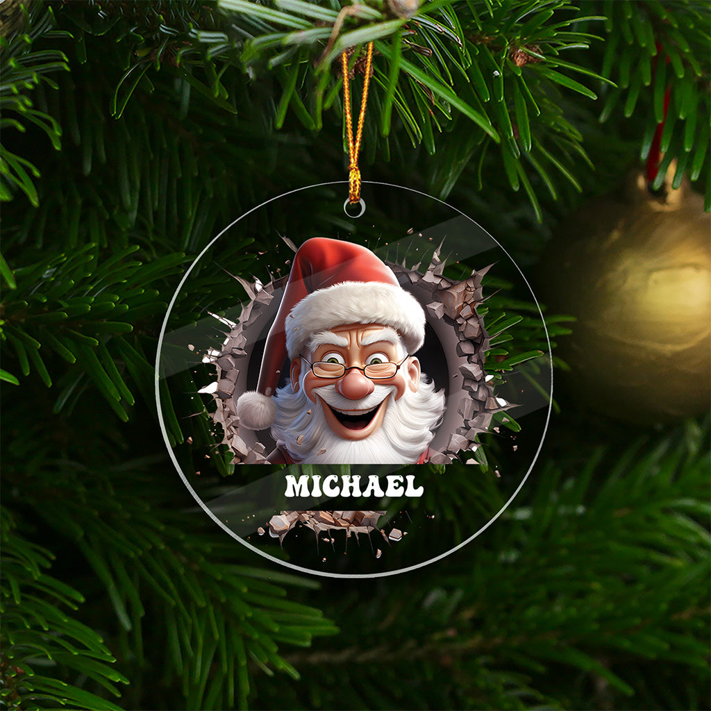 Santa Claus Acrylic Christmas Tree Ornament with Personalised Name