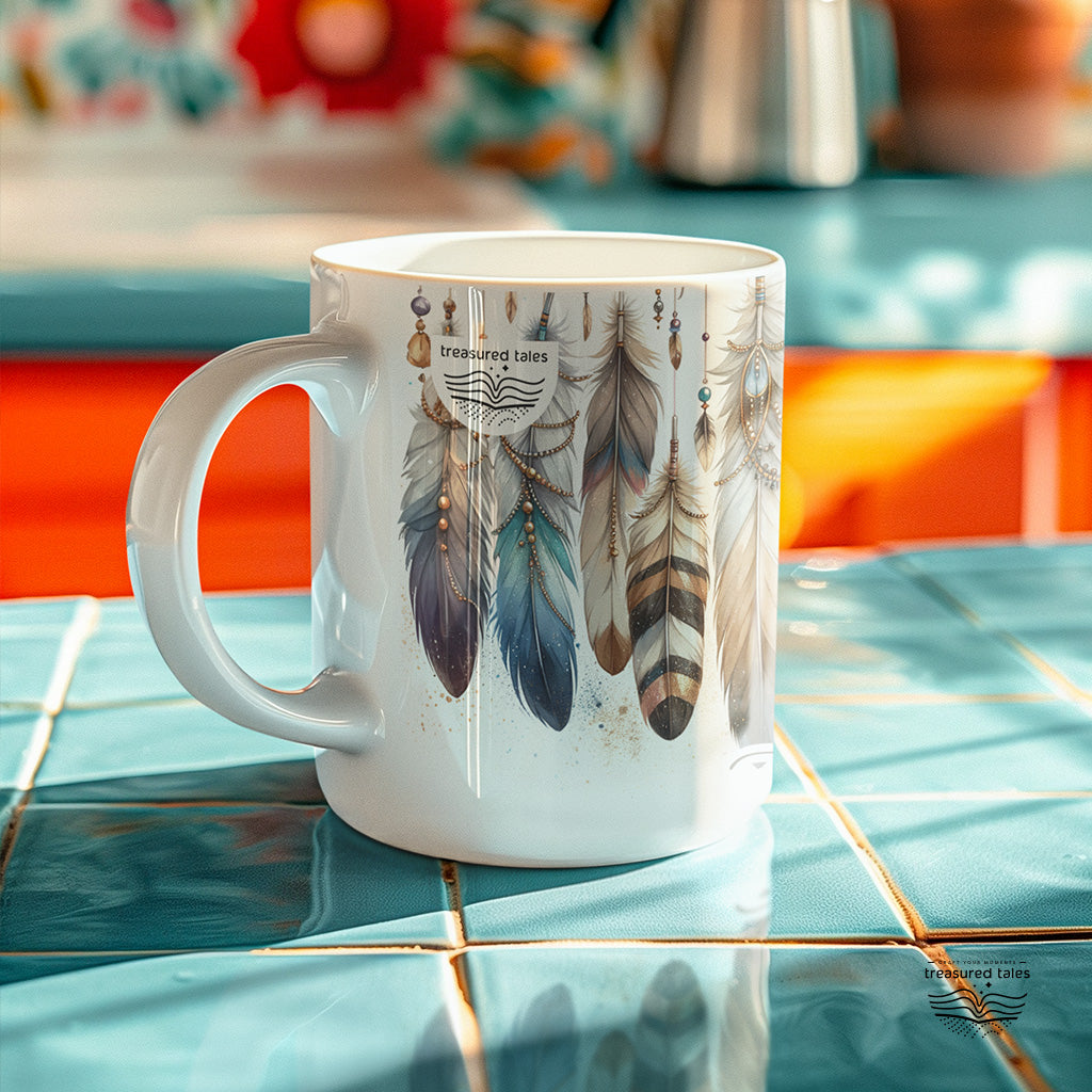 Personalised Feather Ceramic Mug
