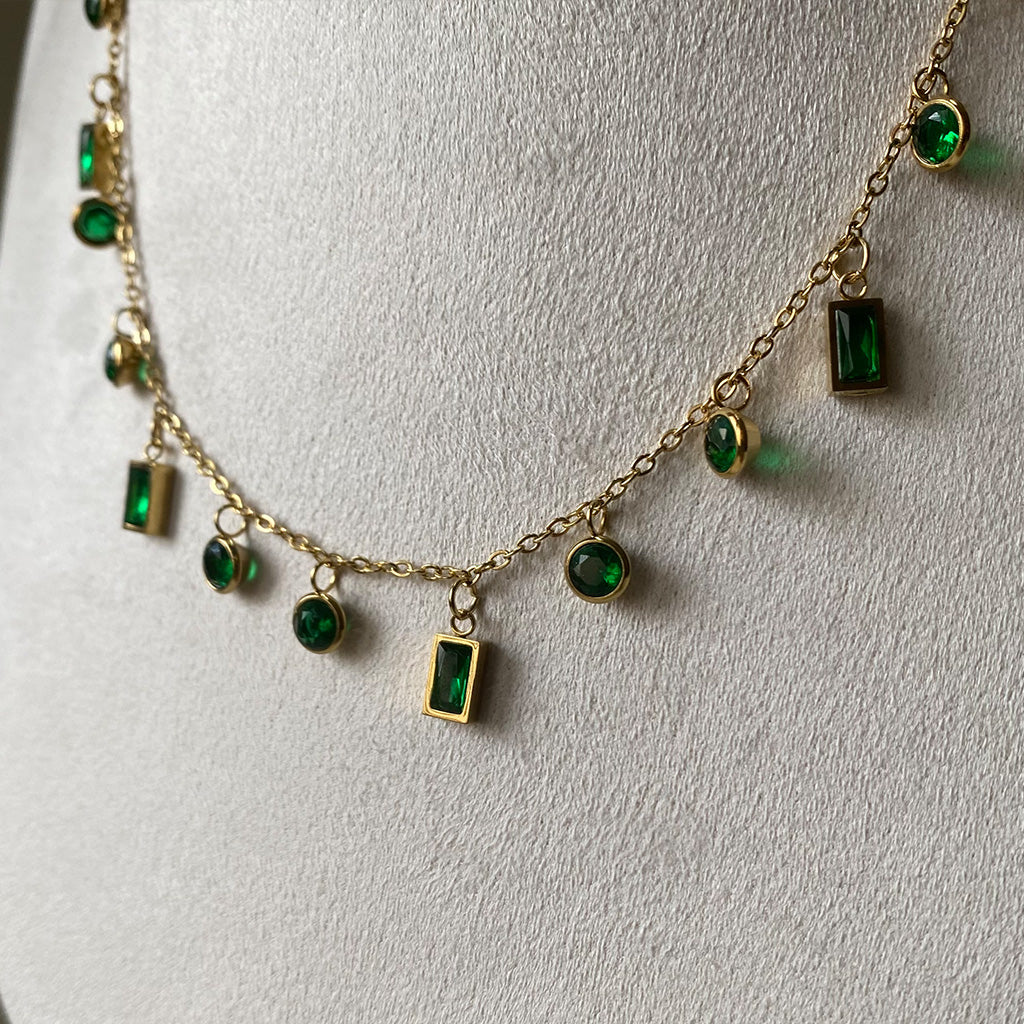 Emerald Charm Cascade Necklace