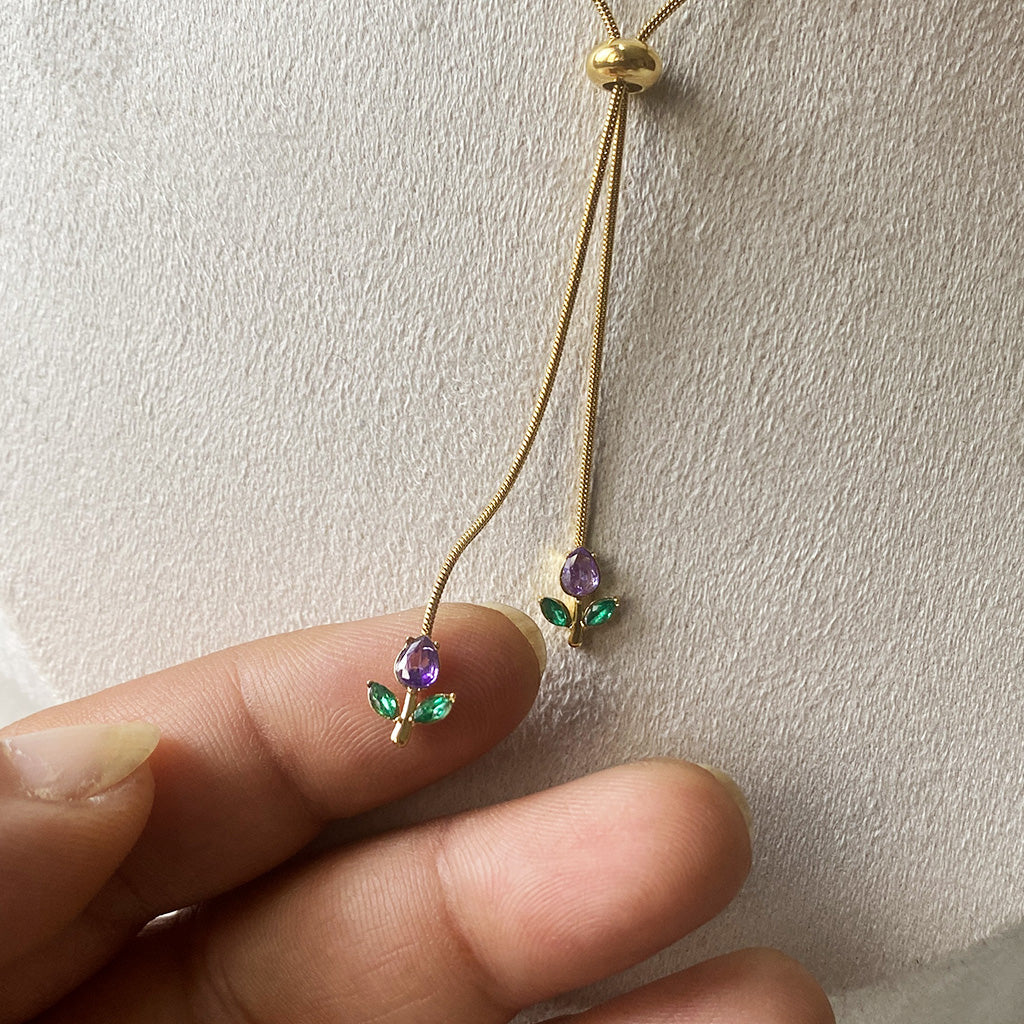 Twin Tulip Drop Necklace