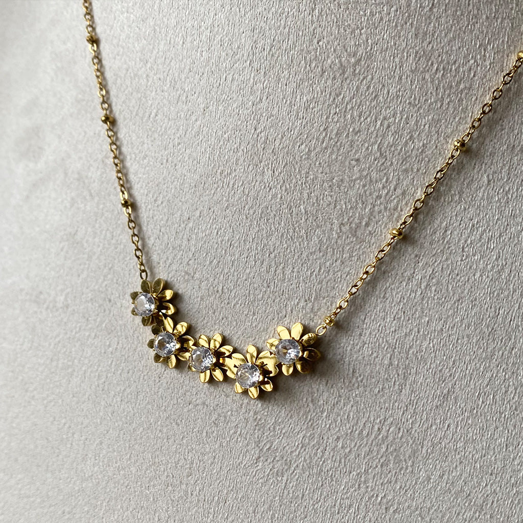 Crystal Bloom Dainty Necklace