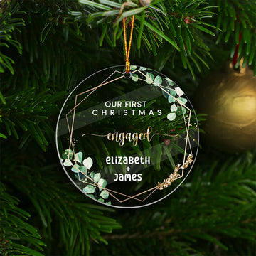 Engaged Couple Acrylic Christmas Tree Ornament with Names
