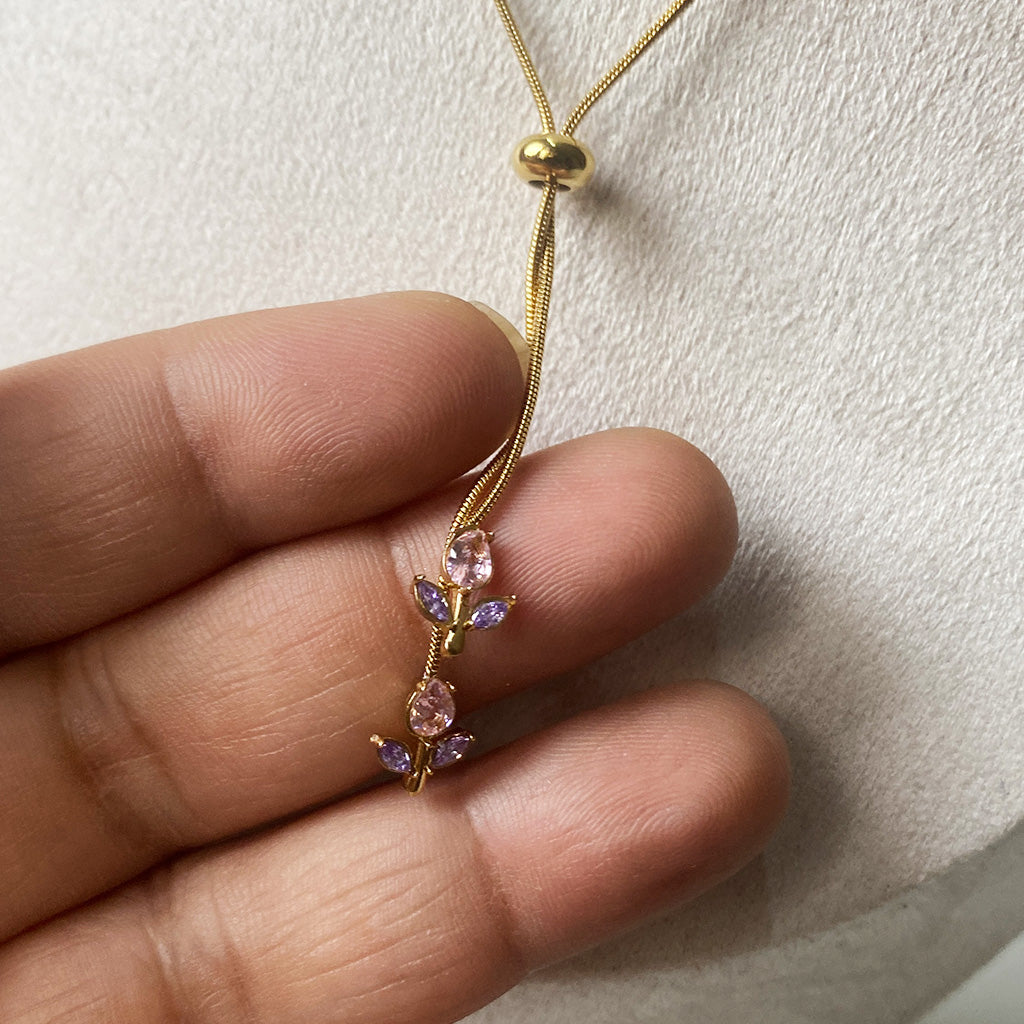 Twin Tulip Drop Necklace