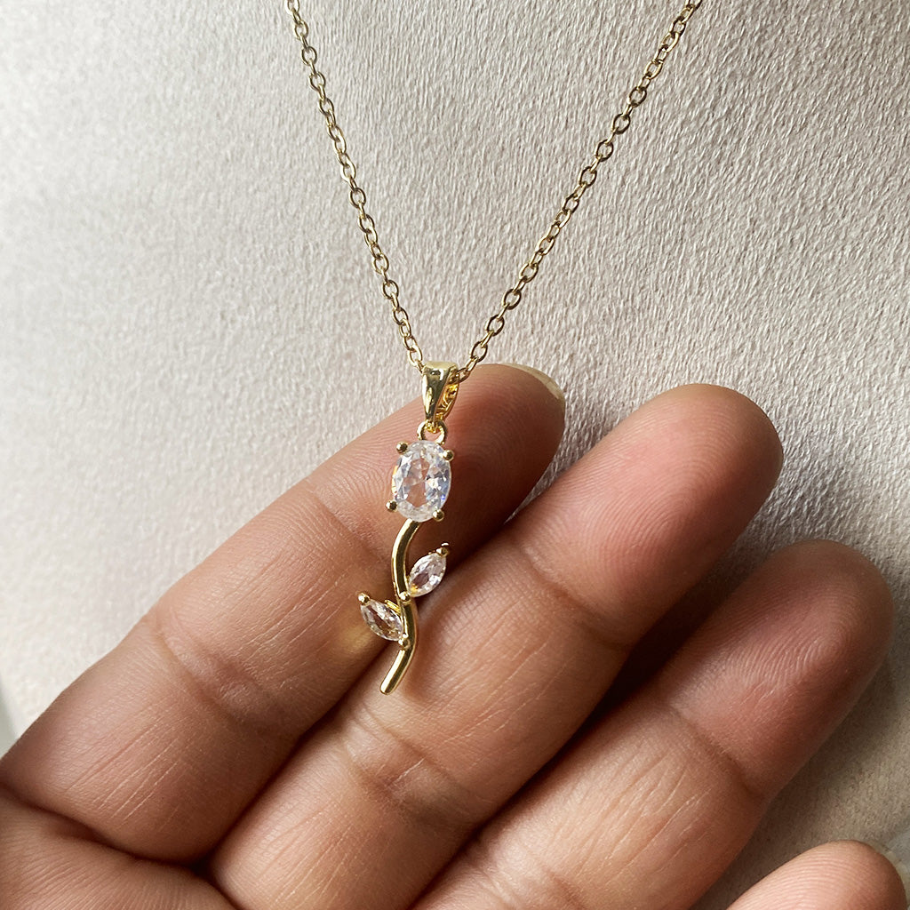 Crystal Tulip Stem Necklace