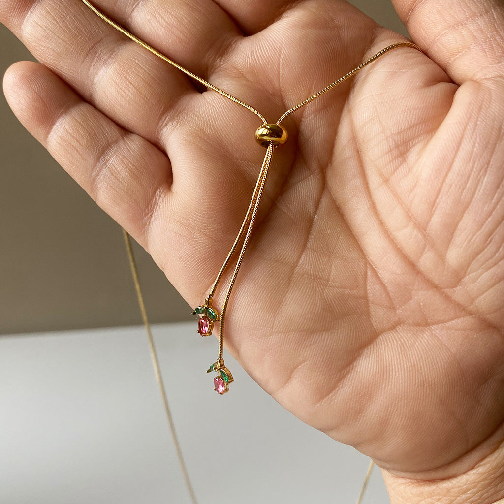Twin Tulip Drop Necklace