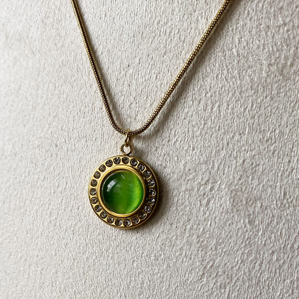 Celeste Green Halo Pendant Necklace