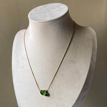 Emerald Duo Heart Necklace
