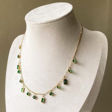 Emerald Charm Cascade Necklace