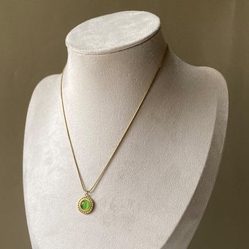 Celeste Green Halo Pendant Necklace
