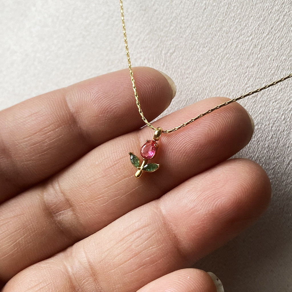 Pink Tulips Necklace