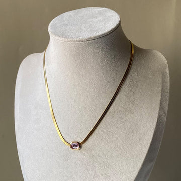 Pink Blush Gem Herringbone Necklace