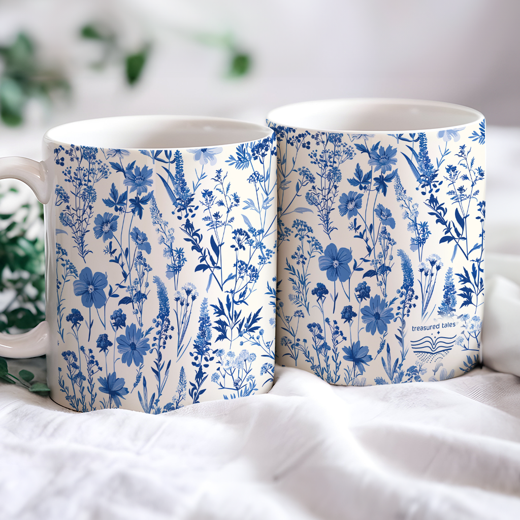 Blue Floral Ceramic Mug