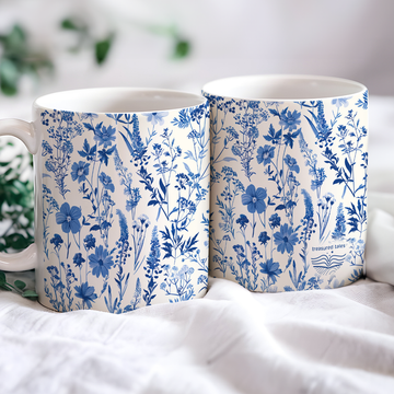 Blue Floral Ceramic Mug