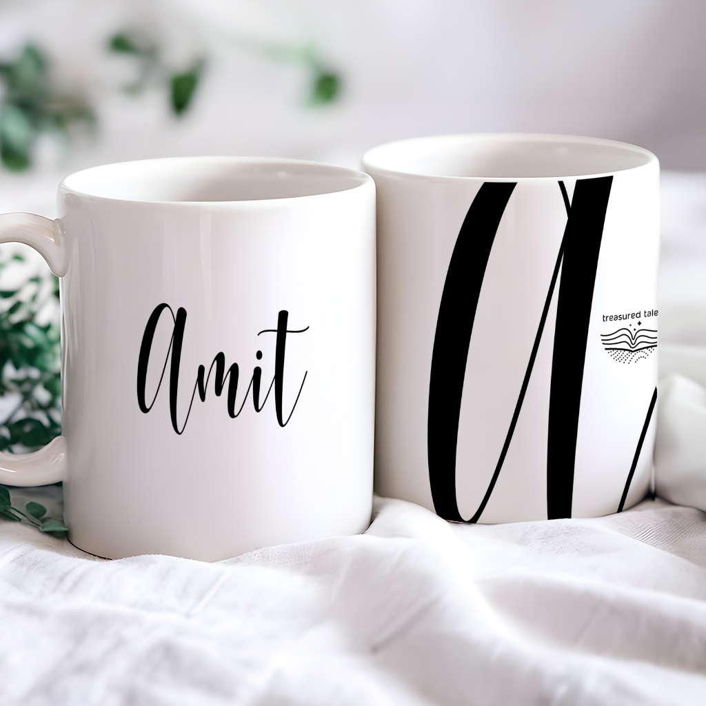 Custom Personalised Name Mug with Bold Initial Letter