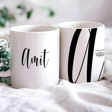 Custom Personalised Name Mug with Bold Initial Letter