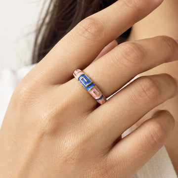 Neel Gulabi Meenakari Ring