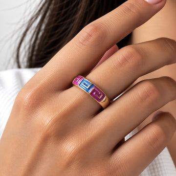 Rangrekha Meenakari Ring