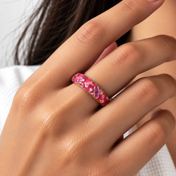 Gulabi Bahaar Meenakari Ring