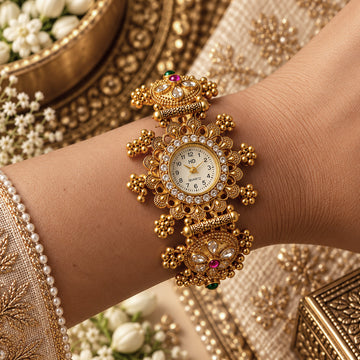 Gulbahar Kundan Kashmiri Heritage Watch  – Jewellery Style Bracelet Watch