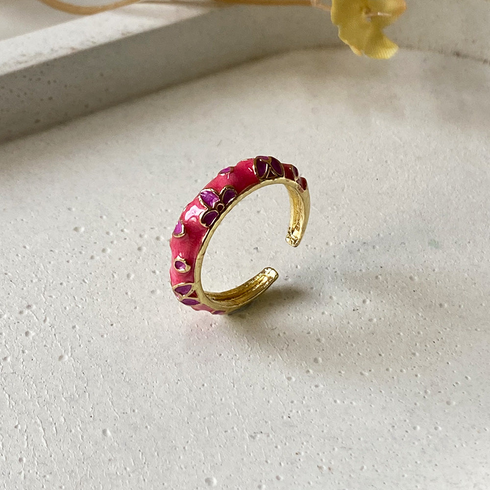 Gulabi Bahaar Meenakari Ring