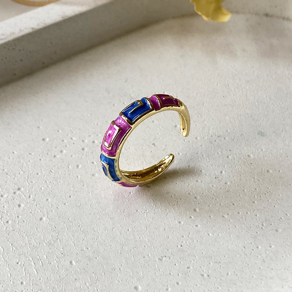 Rangrekha Meenakari Ring