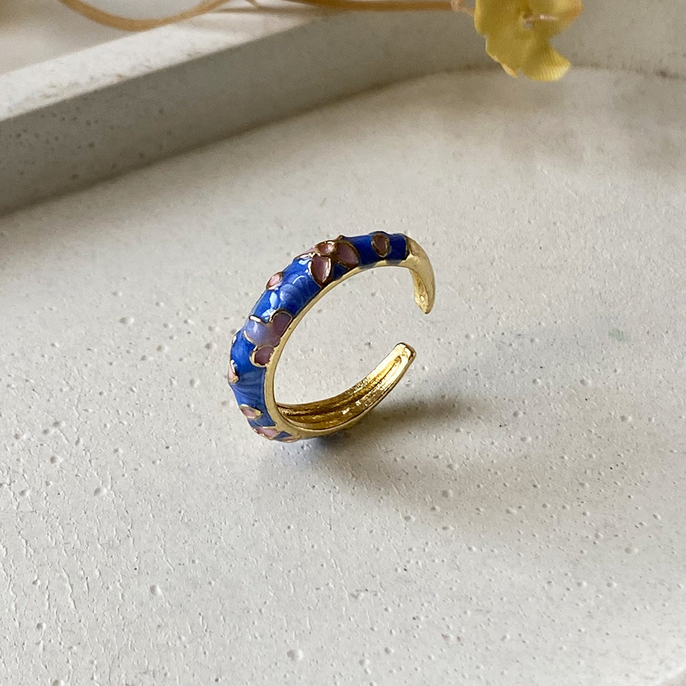 Neel Pushp Meenakari Ring